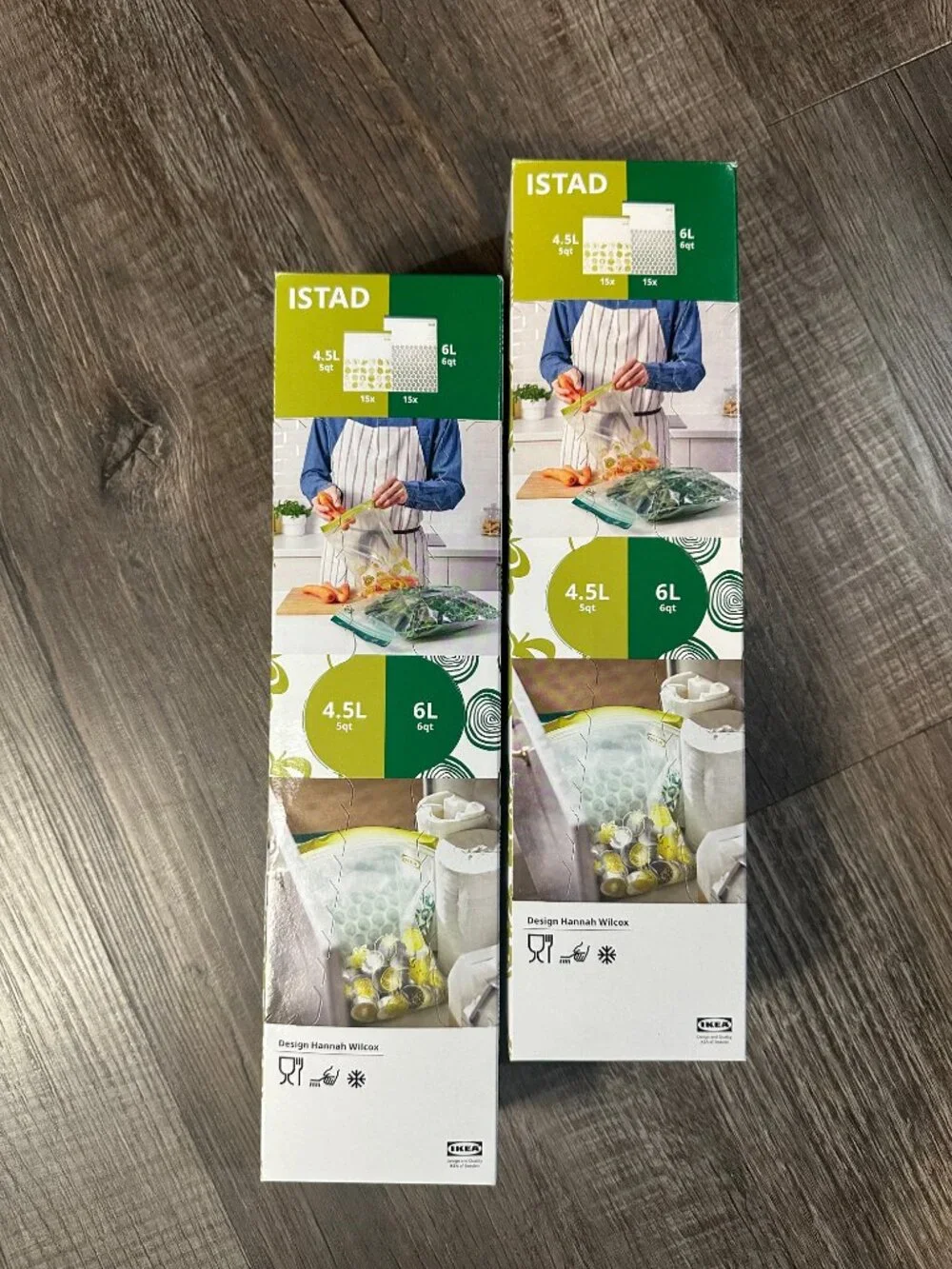 LOT OF 2 IKEA ISTAD Resealable Bag Patterned Green/Lime Green 30 pack NWT